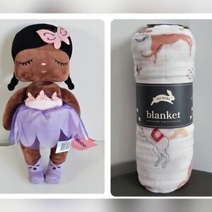 Metoo Fairy Plush Doll & New Swaddle Blanket Bundle